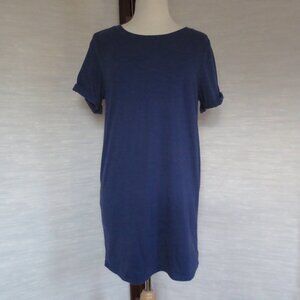 H&M Navy Blue Short Sleeve Tee T-Shirt Cotton Tunic Mini Dress
